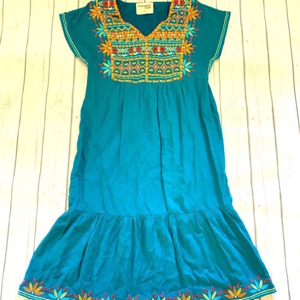 Savanna Jane boho style turquoise midi dress-medium